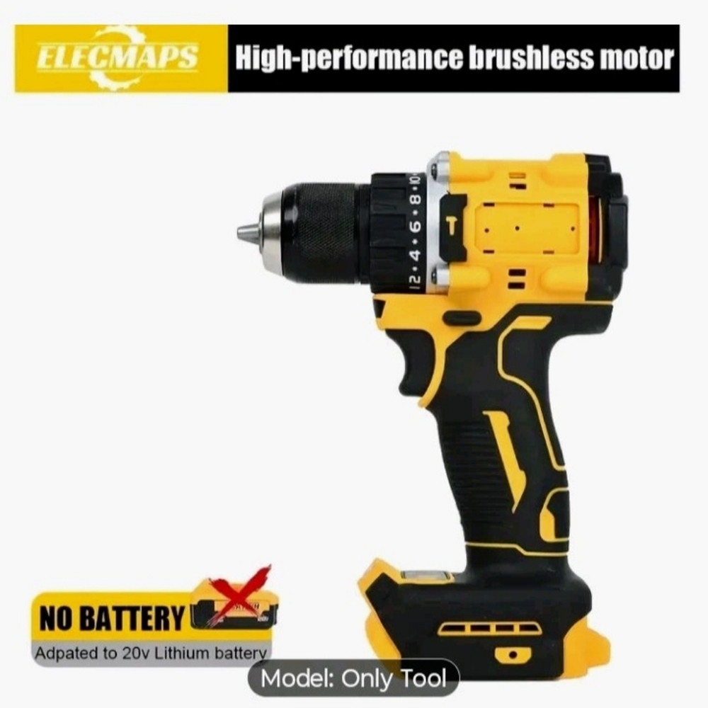 Unbranded 20v Brushless Yellow & Black Cordless Drill Driver